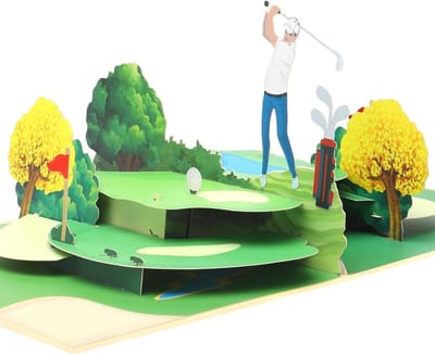 Pop-Up Golfkaart voor Verjaardag en Pensioen, 3D Wenskaart voor Golfliefhebbers, Originele Cadeaukaart voor Golfenthousiastelingen