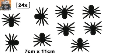 24x Spin big zwart 7cm x 11cm - Halloween fright Night horror griezel creepy