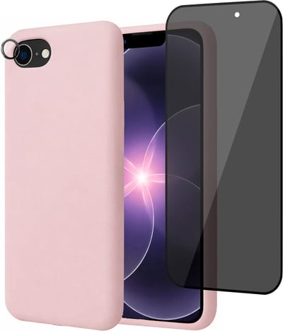 Hoesje geschikt voor iPhone 17e - Privacy Screenprotector Volledig Dekkend Glas & Camera Protector - Mat Back Case Roze