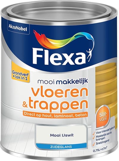 Flexa - Mooi Makkelijk Vloeren & Trappen Zijdeglans - Mooi Ijswit - Mengverf - 750 Ml