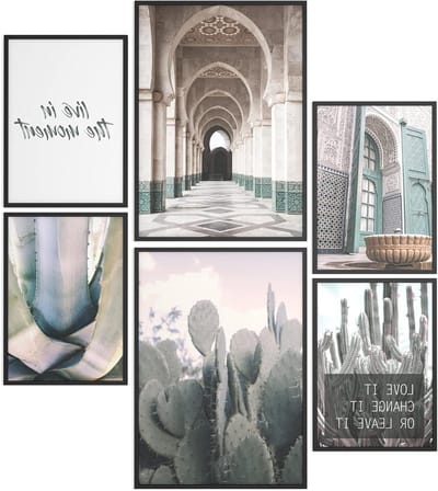Poster Set Marokko - Wanddecoratie Set - Woonkamer Inrichten - 6 Delige Set - 2x A3 en 4x A4 - Groen