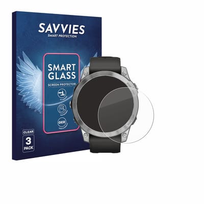 3 Stuks Savvies Screenprotector - geschikt voor Garmin Fenix 7 (47 mm) - beschermfolie glas transparant