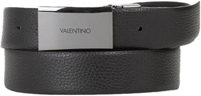 VALENTINO Leren riem Premium Plaque Buckle Belt W125 Nero zwart