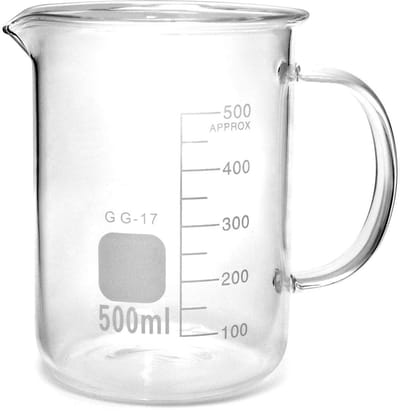Dailygoods- Maatbeker Borosilicaatglas 500 ml - Maatbeker met Handvat - Laboratoriumkwaliteit - Duidelijke Schaal - Praktische Grip - Dik Glas - Meetbeker