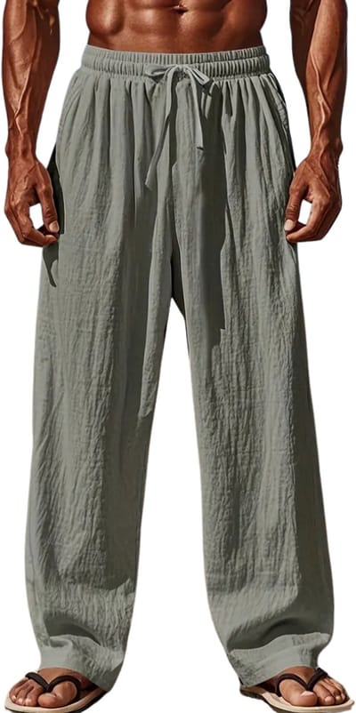 Livano Linnen Broek Heren - Zomerbroek - Volwassenen - Lange Broek - Pantalon - Strandbroek - Zomer - Ibiza Stijl - Grijs - Maat S