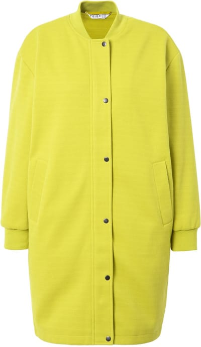 Studio Untold - Dames - Lange bomberjas oversized collegekraag - Geelgroen - Maat 46+