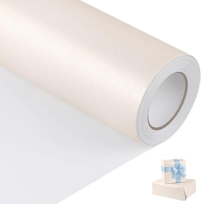 woric Cadeaupapier, wit, 43 cm x 12 m, cadeaupapier, effen parelglans, cadeaupapierrol voor verjaardag, bruiloft, babyshower