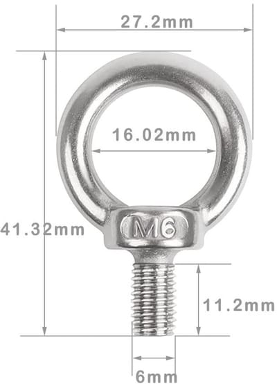 Dailygoods- Oogbout M6 10 Stuks - Roestvrij Staal - Duurzaam - Ring - Bevestiging - Geschikt voor Opknoping - Bevestigingsring