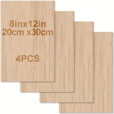 4 stuks/8 stuks/12 stuks Houtplaten voor knutselen - 12x8in/20*30cm - 2mm Dikke Multiplexplaten met Gladde Oppervlakken Vierkanten Houten Planken voor L beige