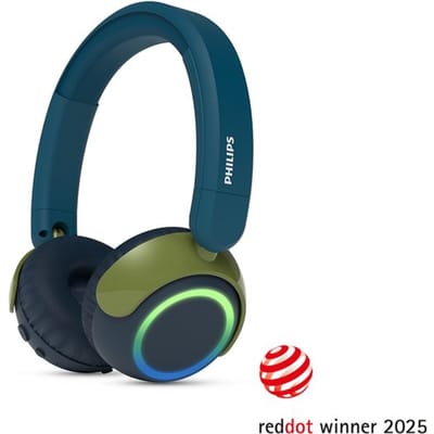 PHILIPS TAK4200CT 4200-serie On Ear draadloze opvouwbare hoofdtelefoon voor kinderen - 45 uur afspeeltijd, beperkt volume, Audio delen, laadkabel meegeleverd - Ambiant verlichting - Kristalgroen