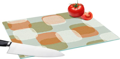 Glazen Snijplank - 39x28 - Retro - Patroon - Pastel - Snijplanken Glas