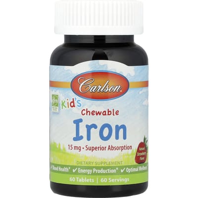 Fer à croquer pour enfants, arôme naturel de fraise, 15 mg, 60 comprimés