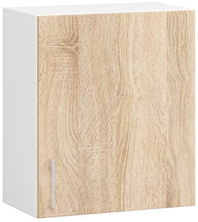 Keukenkast modulaire LIMA W50 met 1 Deur / Hangkast / Bovenkast / AKORD Furniture Factory / Wit - Sonoma Eik / 50 x 58 x 30,5 cm