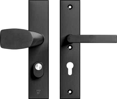 AXA Veiligheidsbeslag (Edge Plus) Zwart geslepen: bedienbare Knop-Kruk (model Wing-Blok) PC72 met kerntrekbeveiliging SKG***