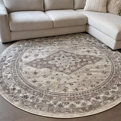 Muratap Vintage rond vloerkleed creme- 200 cm rond