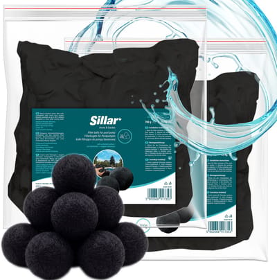 Sillar Zwembadfilter – Filterballen voor zwembadpompen – 700g - herbruikbaar – geschikt voor zwembaden en zandfilters – 50 mm - met actieve kool - zwart