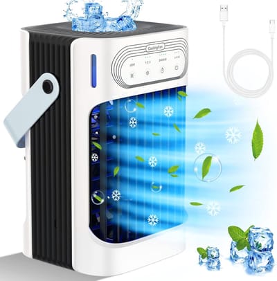 Mobiele Air Cooler - Persoonlijke Koeler - Ruimte Koelen - 800ml Watertank - 10 Watt - Wit