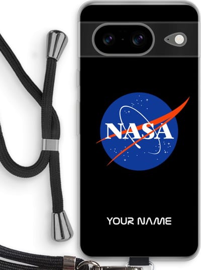 Gepersonaliseerd - Case Company® - Hoesje met koord geschikt voor Google Pixel 8 hoesje met Koord - NASA - Telefoonhoesje met Zwart Koord - Bescherming aan alle Kanten en Over de Schermrand
