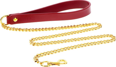 Bondage Ketting voor Halsband - Chain Leash for BDSM - SM Ketting - Gemaakt van PU-Leer en Nikkelvrij Metaal - Rood - Luxe Bondage Lijn