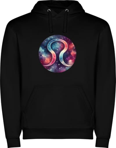 Zwarte unisex hoodie met “ Kleurrijke Sterrenbeeld Slangendrager – Astrologie – Horoscoop – Zodiac Signs “ Print Full Color Color merk Roly maat S