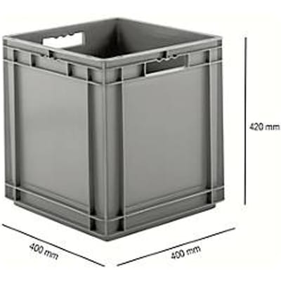 Eurobox serie EF 4440, van PP, inhoud 53,9 l, gesloten wanden, open handgreep, grijs