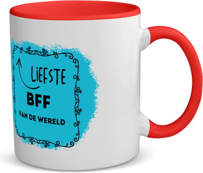 Akyol - liefste bff van de wereld koffiemok - theemok - rood - Vriend - de liefste beste vriend - verjaardag - cadeautje voor beste vriend - beste vriend artikelen - kado - geschenk - 350 ML inhoud