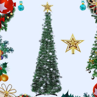Thuys – Opvouwbare Kunstkerstboom 1.5m Met Stervormige Boomtip En Stevige Standaard – Groen