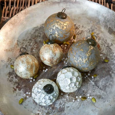 LOBERON Kerstbal set van 6 Bellezia goud/crème