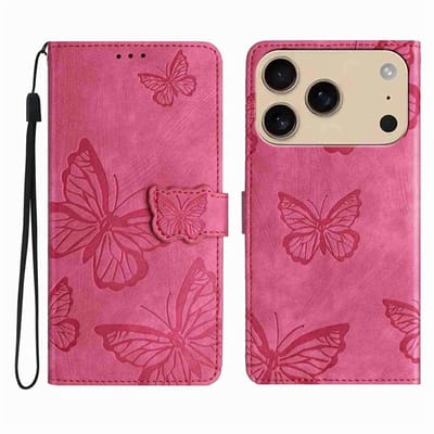 Coverup Hoesje - Geschikt voor iPhone 18 Pro Max / 17 Pro Max Hoesje - Coverup Vlinders Book Case - Pink
