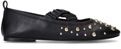 Sacha - Dames - Zwarte leren ballerina's met studs - Maat 36