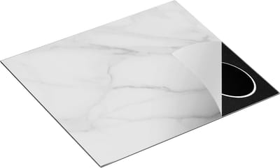 Chefcare Inductie Beschermer Abstracte Kunst - Witte Marmer met Strepen - 60x50 cm - Afdekplaat Inductie - Kookplaat Beschermer - Inductie Mat