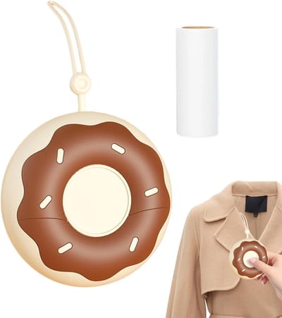 Pluisroller Kleding - Reinigingsroller Haarverwijderaar - Kleding Verzorgen - Donutvorm Ontwerp - 9 cm - Licht Koffie