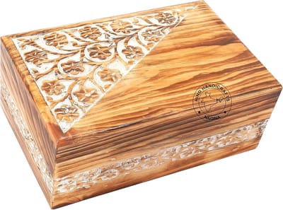 Grote Houten Urn voor Menselijke As, Palissander Asbus met Levensboom Illustratie