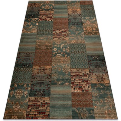 Kleden Rugsx Wollen tapijt KASHQAI 4327 400 Lapwerk groen 80x160 cm
