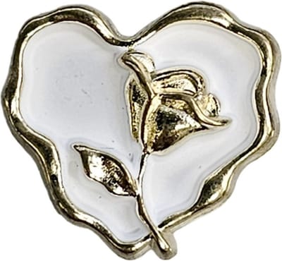 Hoofddoek Magneet - Magnetische Mini Broche - Magneetbroche - Hart Met Roos Wit - Sjaal - Hijab - 20x20mm - Goudkleurig