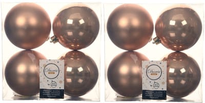 Decoris Kerstballen - 8x st - toffee bruin - D10 cm - kunststof - kerstversiering