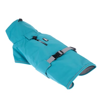 TIAKI hondenregenjas Teal - ruglengte: ca. 60cm honden