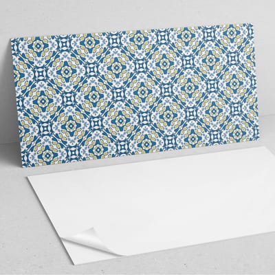 Coloray Wandpanelen Zelfklevend - Geometrisch patroon PVC Wandpaneel - 100 cm x 50 cm - Blauw Wandbekleding Zelfklevend - 1 stuk - Mozaïeken Wandpanelen Zelfklevend - Keuken Wandpanelen - Wandpanelen Badkamer