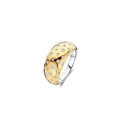 TI SENTO Dames Ring - 925 zilver - Zirkonia met geel verguld - Maat 17.75 mm / maat 56 - 12197ZY