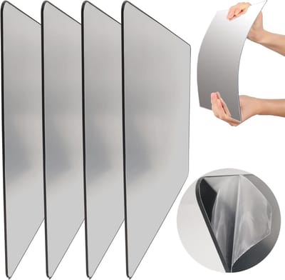 SnelShoppen - Mirror Wall Sticker - Dujelixa Acrylic Spiegel - Zelfklevende Wandspiegel - Set van 4 Acryl Spiegels - 30 cm x 20 cm - Perfect voor Huis