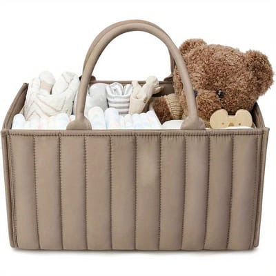 QTTVBTNA -Luiertas Organizer – Grote Opbergmand voor Babybenodigdheden – Met Uitneembare Vakken & Handvatten