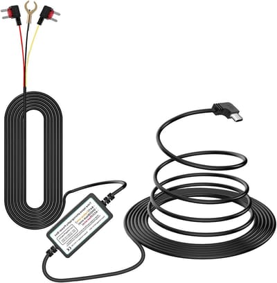 Hardwire Kit voor Type C Dash Cam - Tijdopname en 24 Uur Parkeerbewaking met 12V-24V naar 5V/2.5A Oplader en 320cm Laagspanning Beveiligingskabel