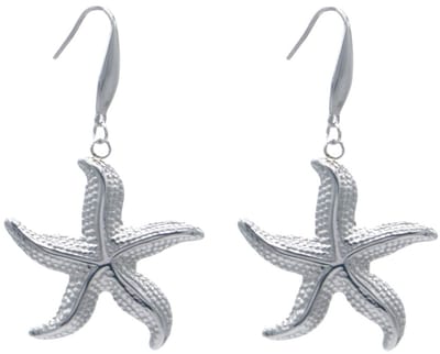 Dames Oorbellen – RVS – Zeester Design – Zilverkleurig – 5cm – Elegant & Speels