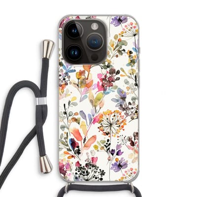 Case Company® - Hoesje met koord geschikt voor iPhone 14 Pro hoesje met Koord - Wilde grassen - Telefoonhoesje met Zwart Koord - Bescherming aan alle Kanten en Over de Schermrand