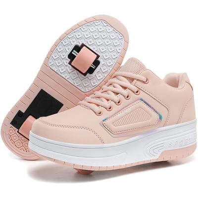 Chaussures de course pour enfants à roulettes doubles Garçons avec poulies Chaussures de course pour filles ont des roues Étudiant Amovible Patins à roulettes pour adultes Tendance 42