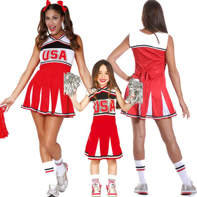 Fiestas Guirca - Cheerleader Rood - 7-9 jaar - Carnavalskleding - Carnaval - carnavalskleding 2027 - Carnaval kostuum