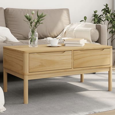vidaXL - Salontafel - FLORO - 99x55,5x45 - cm - massief - grenenhout - wasbruin