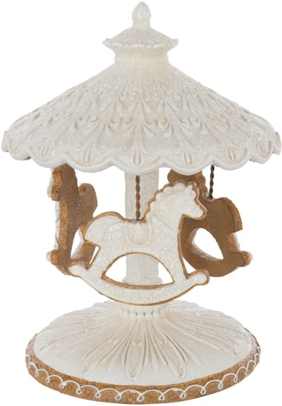 J-Line decoratie Draaimolen Peperkoek - polyresin - beige/wit
