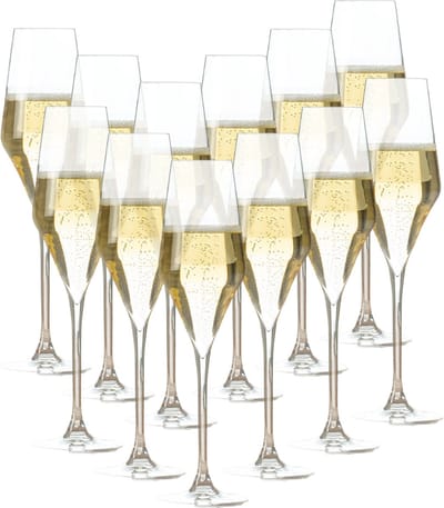 OTIX Champagneglazen - Flute - Transparant - Kristal - Wijnglazen - 220ML - Set van 12 - TOPAZ