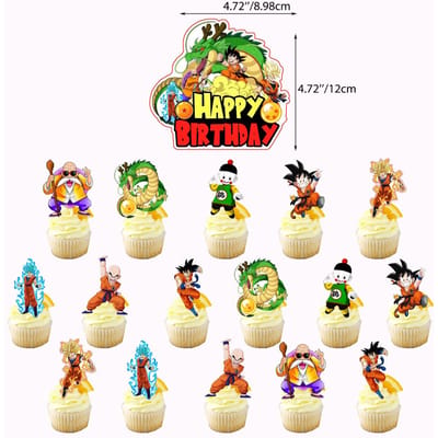 Dragon Ball Gelukkige Verjaardag Decoratieset Tafelkleed Bord Servet Beker Taartdecor Feestmuts Babyborrel Dragon Ball Feestartikelen